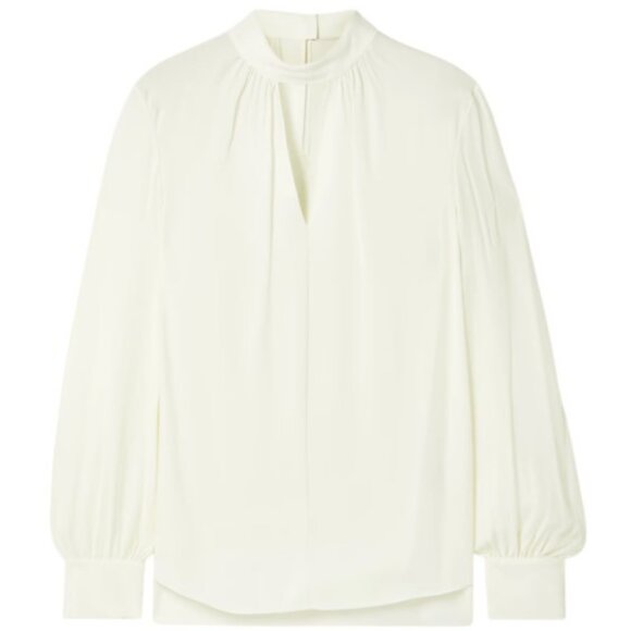 Theory white silk crepe de chine blouse size L - Picture 1 of 5